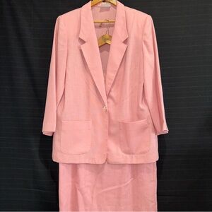 Xtrovert Dusty Pink 2 pc skirt suit jacket set vintage 80s womens size 14